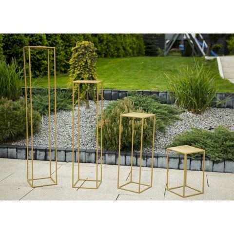 Złoty nowoczesny kwietnik stojący 100 cm Wykonany z metalu, prosty i stylowy stojak na kwiatki w kolorze złoty