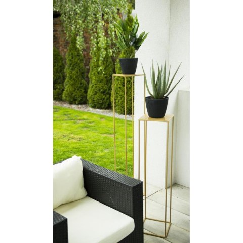 Złoty nowoczesny kwietnik stojący 100 cm Wykonany z metalu, prosty i stylowy stojak na kwiatki w kolorze złoty