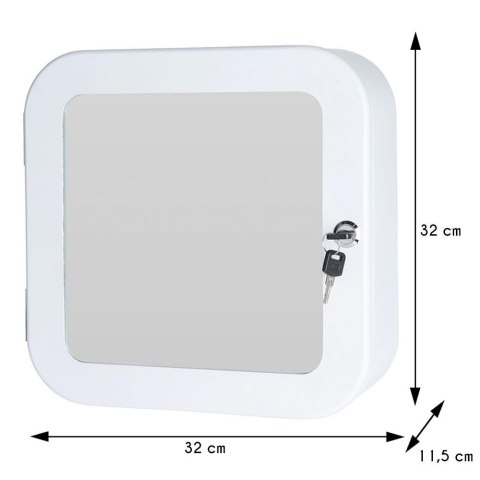 Apteczka ścienna biała z lustrem Szafka medyczna z lustrem wykonana ze stali węglowej w kolorze białym o wymiarach: 32x32x11,5 c