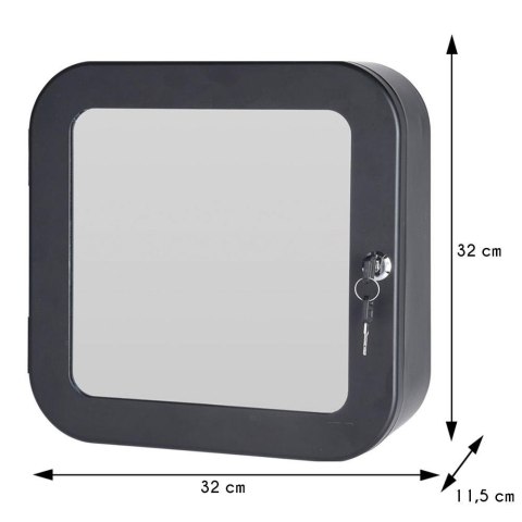 Apteczka ścienna czarna z lustrem Szafka medyczna z lustrem wykonana ze stali węglowej w kolorze czarnym o wymiarach: 32x32x11,5