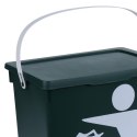 Kosz na śmieci zielony Bio 12 L Pojemnik na odpady, z pokrywą i rączką, wykonany z tworzywa sztucznego w kolorze zielonym, o wym