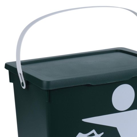 Kosz na śmieci zielony Bio 12 L Pojemnik na odpady, z pokrywą i rączką, wykonany z tworzywa sztucznego w kolorze zielonym, o wym