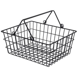 Koszyk druciak metalowy loft z rączką Metalowy koszyk na drobne przedmioty w stylu Loft w czarnym kolorze o wymiarach: 29x23x14 