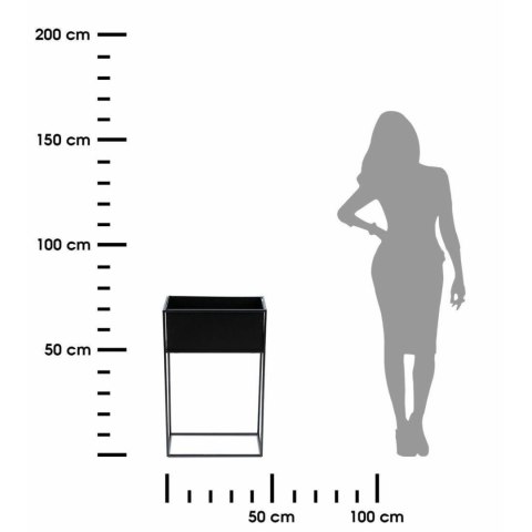 Kwietnik stojący skrzynia czarny 70 cm Wykonany z metalu, prosty i stylowy stojak na kwiatki w kolorze czarnym z wyjmowaną skrzy