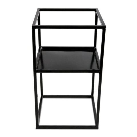 Kwietnik stojak na kwiaty z półką 40 cm Wykonany z metalu, prosty i stylowy stojaczek na kwiaty lub dekorację w kolorze czarnym