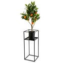 Kwietnik stojak na kwiaty z półką 60 cm Wykonany z metalu, prosty i stylowy stojaczek na kwiaty lub dekorację w kolorze czarnym