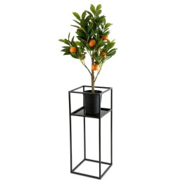 Kwietnik stojak na kwiaty z półką 60 cm Wykonany z metalu, prosty i stylowy stojaczek na kwiaty lub dekorację w kolorze czarnym