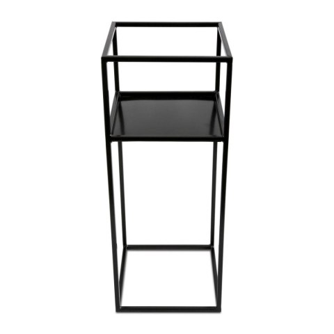 Kwietnik stojak na kwiaty z półką 60 cm Wykonany z metalu, prosty i stylowy stojaczek na kwiaty lub dekorację w kolorze czarnym