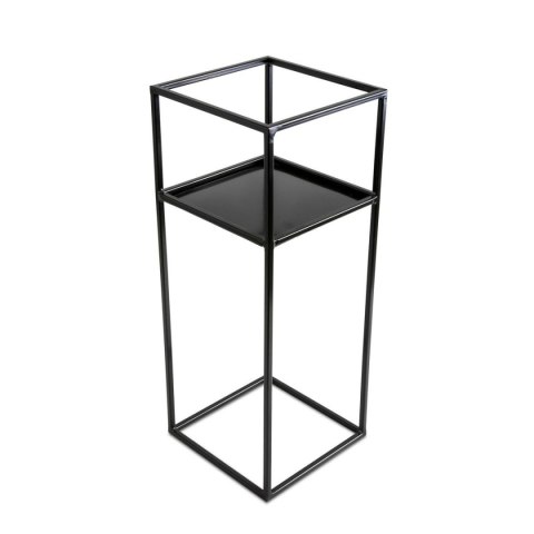 Kwietnik stojak na kwiaty z półką 60 cm Wykonany z metalu, prosty i stylowy stojaczek na kwiaty lub dekorację w kolorze czarnym