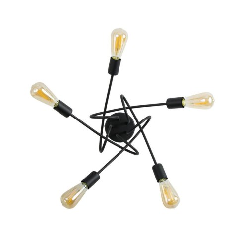 Lampa wisząca Pig Tail nowoczesna czarna Wykonana z metalu, stylowa i nowoczesna lampa w kolorze czarnym na 5 żarówek