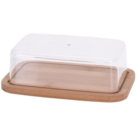 Maselnica bambusowa z pokrywą Prosta i elegancka maselniczka z bambusową tacą i przeźroczystą pokrywą