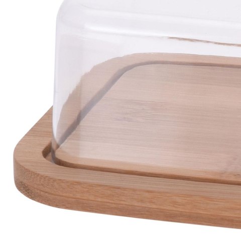Maselnica bambusowa z pokrywą Prosta i elegancka maselniczka z bambusową tacą i przeźroczystą pokrywą