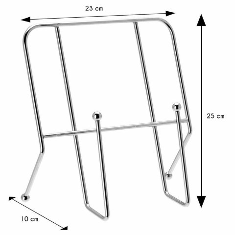 Metalowy stojak na książkę kucharską Podpórka na książkę wykonana z chromowanego metalu o wymiarach 25x23x10 cm
