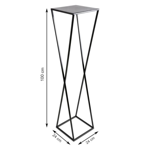 Nowoczesny kwietnik stojący 100cm czarny Wykonany z metalu, prosty i stylowy stojak na kwiatki w kolorze czarnym