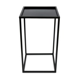 Nowoczesny kwietnik stojący 40cm czarny Wykonany z metalu, prosty i solidny stojak na kwiaty w kolorze czarnym z blachą od spodu