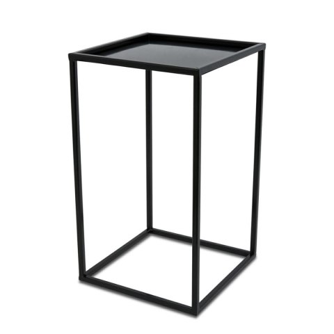 Nowoczesny kwietnik stojący 40cm czarny Wykonany z metalu, prosty i solidny stojak na kwiaty w kolorze czarnym z blachą od spodu