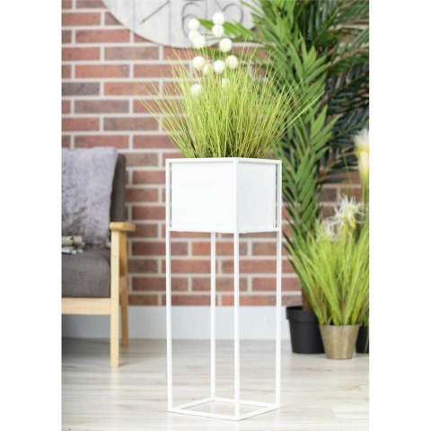 Nowoczesny kwietnik stojak biały 70 cmWykonany z metalu, prosty i stylowy stojak na kwiatki w kolorze białym