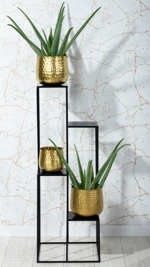 Nowoczesny kwietnik stojak czarny 110 cm Wykonany z metalu, prosty i stylowy stojak czarny na kwiaty i rośliny w stylu industria