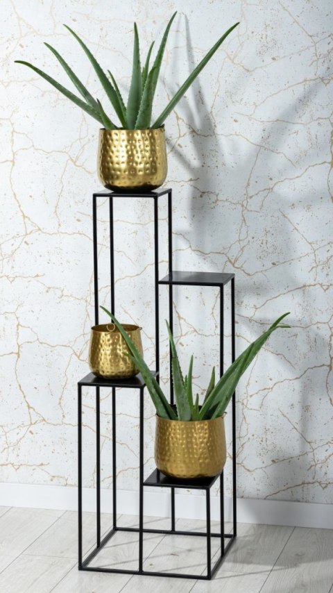 Nowoczesny kwietnik stojak czarny 110 cm Wykonany z metalu, prosty i stylowy stojak czarny na kwiaty i rośliny w stylu industria