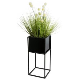 Nowoczesny kwietnik stojak czarny 50 cm Wykonany z metalu, prosty i stylowy stojak na kwiatki w kolorze czarnym