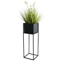Nowoczesny kwietnik stojak czarny 70 cm Wykonany z metalu, prosty i stylowy stojak na kwiatki w kolorze czarnym