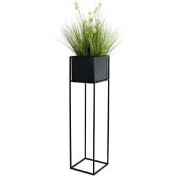 Nowoczesny kwietnik stojak czarny 90 cm Wykonany z metalu, prosty i stylowy stojak na kwiatki w kolorze czarnym