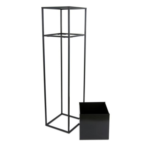 Nowoczesny kwietnik stojak czarny 90 cm Wykonany z metalu, prosty i stylowy stojak na kwiatki w kolorze czarnym