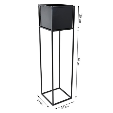 Nowoczesny kwietnik stojak czarny 90 cm Wykonany z metalu, prosty i stylowy stojak na kwiatki w kolorze czarnym