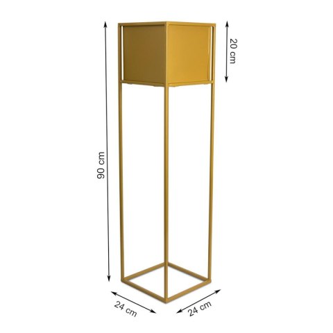 Nowoczesny kwietnik stojak złoty 90 cm Wykonany z metalu, prosty i stylowy stojak na kwiatki w kolorze złotym