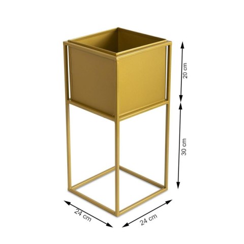 Nowoczesny kwietnik stojak złotym 50 cm Wykonany z metalu, prosty i stylowy stojak na kwiatki w kolorze złotym