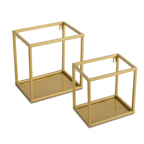 Półka wisząca ścienna metal złota 20 cm Wykonany z metalu, prosta i stylowa półeczka na kwiaty w kolorze złotym