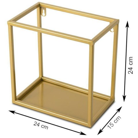 Półka wisząca ścienna metal złota 24 cm Wykonany z metalu, prosta i stylowa półeczka na kwiaty lub dekorację w kolorze złotym