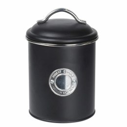 Puszka metalowa czarna 18x13 cm Pojemnik kuchenny z pokrywą na akcesoria, puszka wykonana z metalu w kolorze matowej czerni w st