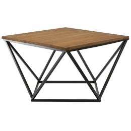 Stolik kawowy OakLoft 60cm cz. ciem. dąb Czarny stolik wykonany z metalu i drewna naturalnego, blat dębowy olejowany na kolor ci