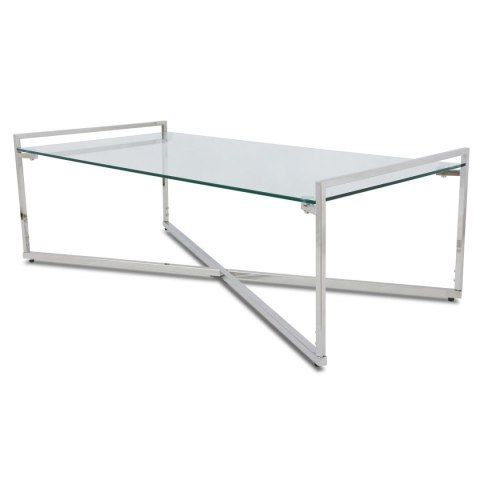 Stolik kawowy Solas Silver Wykonany ze stali nierdzewnej w kolorze srebrnym, wymiary 120x60x40 cm, blat z hartowanego szkła
