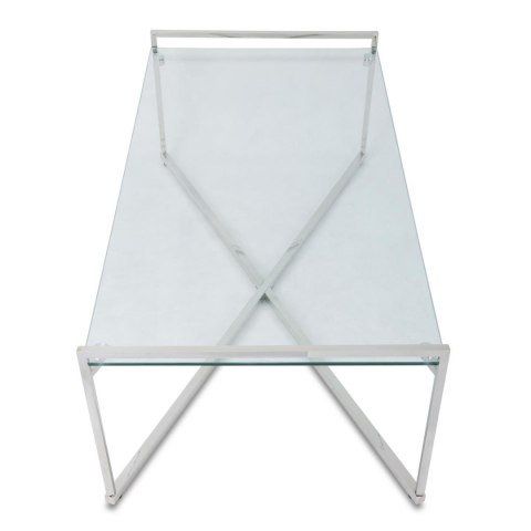 Stolik kawowy Solas Silver Wykonany ze stali nierdzewnej w kolorze srebrnym, wymiary 120x60x40 cm, blat z hartowanego szkła