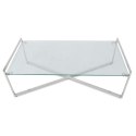 Stolik kawowy Solas Silver Wykonany ze stali nierdzewnej w kolorze srebrnym, wymiary 120x60x40 cm, blat z hartowanego szkła