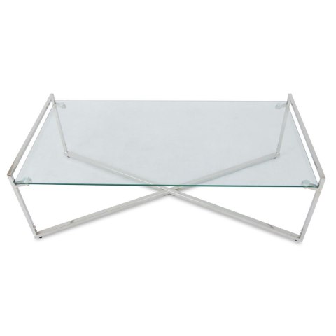 Stolik kawowy Solas Silver Wykonany ze stali nierdzewnej w kolorze srebrnym, wymiary 120x60x40 cm, blat z hartowanego szkła