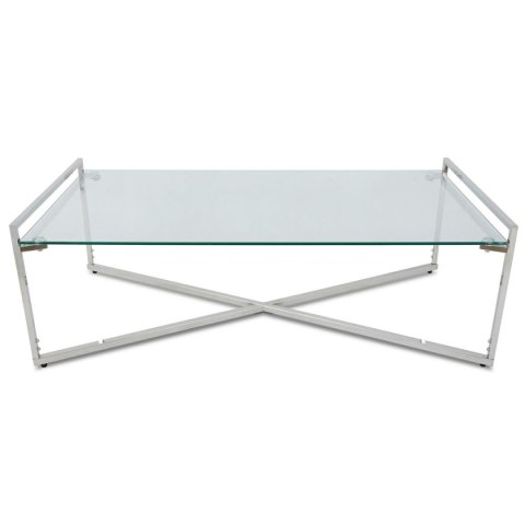 Stolik kawowy Solas Silver Wykonany ze stali nierdzewnej w kolorze srebrnym, wymiary 120x60x40 cm, blat z hartowanego szkła