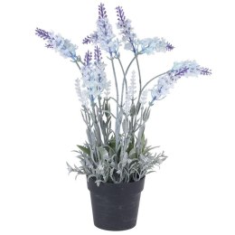 Sztuczna roślina Lawenda biała Wykonany z tworzywa sztucznego, dekoracyjny kwiat sztuczny w donicy o wysokości 40 cm