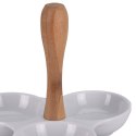 Zestaw miseczek do serwowania przekąsek Wykonane z porcelany 3 miseczki na stojaku do podawania sosów i przekąsek o wymiarach: 2