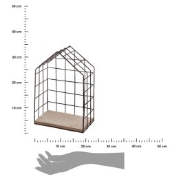 Komplet półek ściennych House 3 sztukiWykonane z metalu lakierowanego na czarno, podstawka z płyty MDF imitującej drewno, każda 