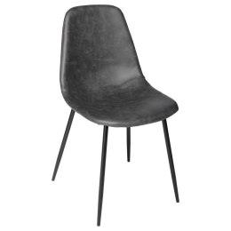 Krzesło Vladi szare Obicie wykonane ze skóropodobnego materiału, metalowe nogi w kolorze czarnym, stylowo prezentujące się krzes
