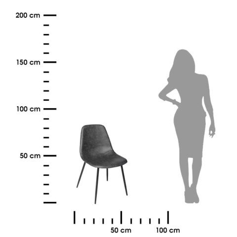 Krzesło Vladi szare Obicie wykonane ze skóropodobnego materiału, metalowe nogi w kolorze czarnym, stylowo prezentujące się krzes