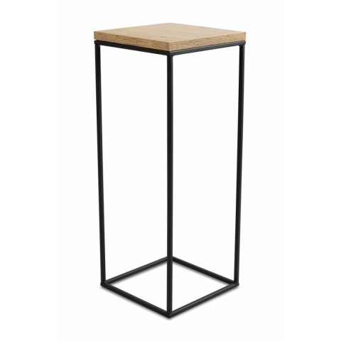 Kwietnik stojący 60 cm BasicLoft Wykonany z metalu oraz blatu z płyty MDF w kolorze Dąb Lancelot, praktyczny i elegancki stojak 