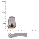 Lampka nocna Zely druciana 23 cm Podstawa wykonana z drewna w naturalnym kolorze, czarny metalowy klosz, idealna do salonu lub s