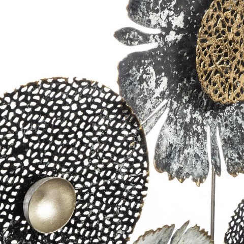 Metalowa dekoracja ścienna 50x50cm W ramce, składająca się z wielokolorowych elementów przypominających kwiaty, nowoczesny i ory