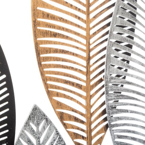 Metalowa ozdoba ścienna liście 37x65 cm W ramce, składająca się z wielokolorowych elementów przypominających liście, nowoczesny 