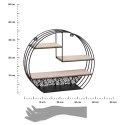 Metalowa półka ścienna Ferro czarna Ozdobiona ażurowym motywem liści, podstawki z płyty MDF imitującej drewno, funkcjonalny i st