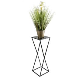 Nowoczesny kwietnik stojący 70 cm czarny Wykonany z metalu, prosty i stylowy stojak na kwiatki w kolorze czarnym